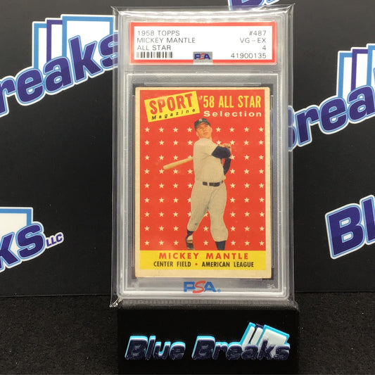 1958 Topps - Mickey Mantle All Star - #487 - PSA 4