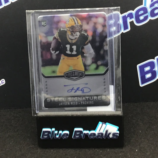2023 Panini Plates & Patches Steel Signatures Jayden Reed 5/300 #RSSJRE Packers