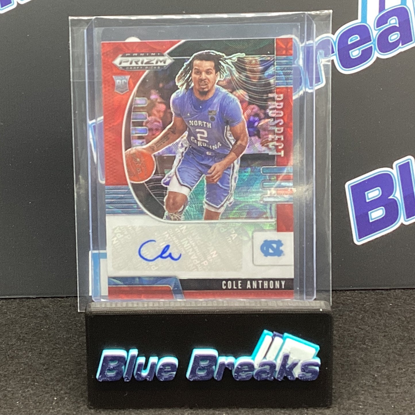 2020 Panini Prizm Draft Picks Cole Anthony auto 43/88 RC #PA-CA Tar Heels/Magic