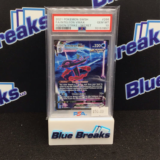 2021 Pokémon Fusion Strike Secret Full Art Inteleon VMAX #266 PSA 10