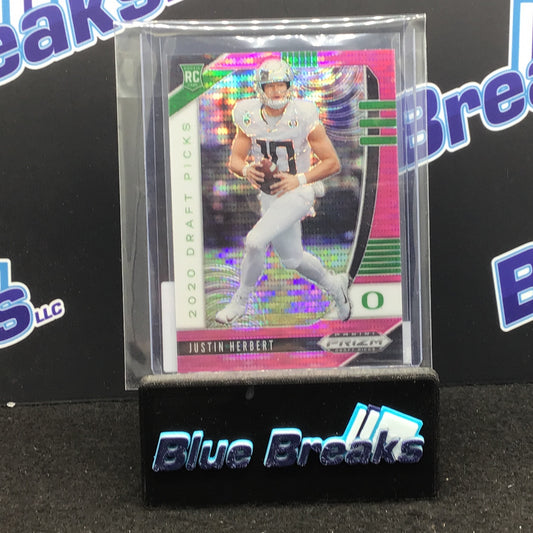 2020 Panini Prizm Draft Picks Pink Pulsar Justin Herbert RC #102 Chargers