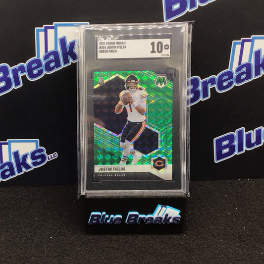 2021 Panini Mosaic Green Prizm Justin Fields #304 SGC 10 Bears