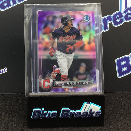 2017 Bowman Chrome Purple Refractor Francisco Lindor 179/250 #23 Guardians