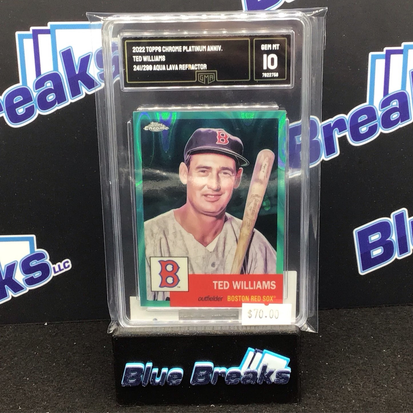 2022 Topps Chrome Platinum Anniversary Aqua Lava Refractor Ted Williams 241/299 #89 GMA 10