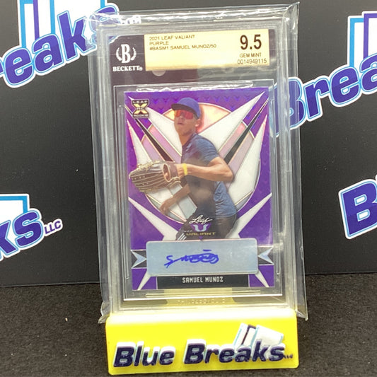 2021 Leaf Valiant - Purple - Samuel Munoz - 31/50 - Beckett 9.5