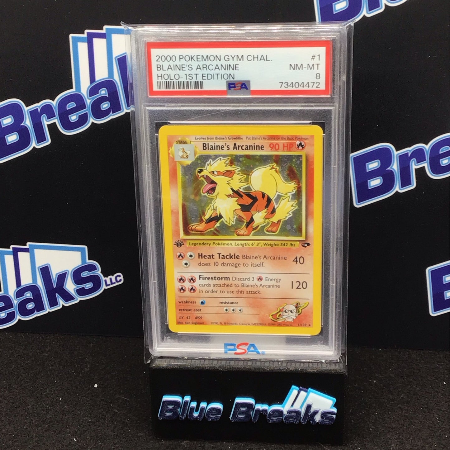 2000 Pokémon Gym Challenge Blaine's Arcanine Holo 1st Edition 1/132 PSA 8