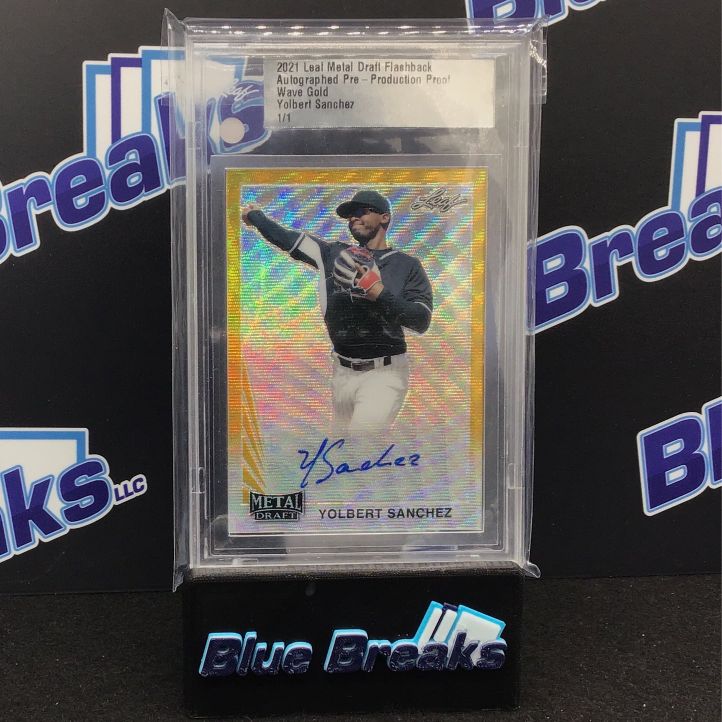 2021 Leaf Metal Draft Flashback - Yolbert Sanchez - Autographed Pre Production proof - Wave Gold - 1/1