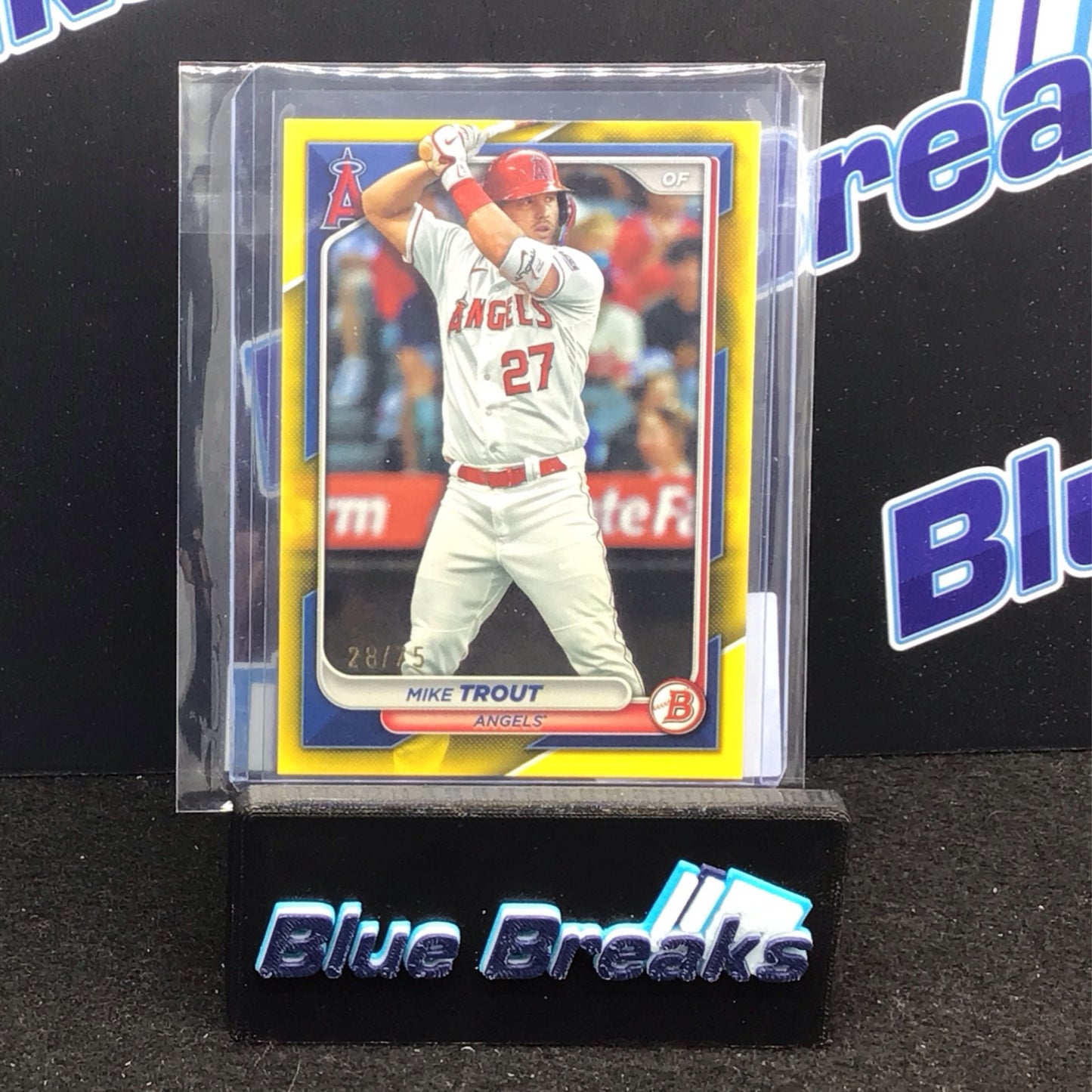 2024 Bowman Yellow Paper Mike Trout 28/75 #19 - Los Angeles Angels