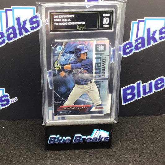2018 Bowman Chrome Trending Rookie Refractor Ronald Acuna Jr #RA GMA 10 Braves