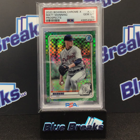 2020 Bowman Chrome X - Matt Manning - Prospects - #299 - PSA 10 - Detroit Tigers - 31/31