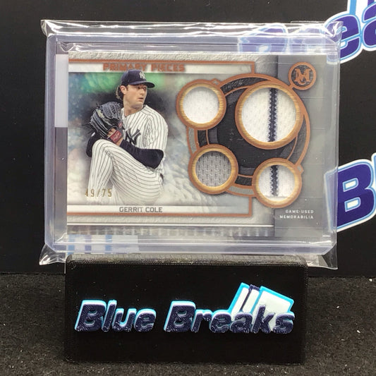 2023 Topps Museum Collection Primary Pieces quad relic Gerrit Cole 49/75 #SPPPQR-GC Yankees