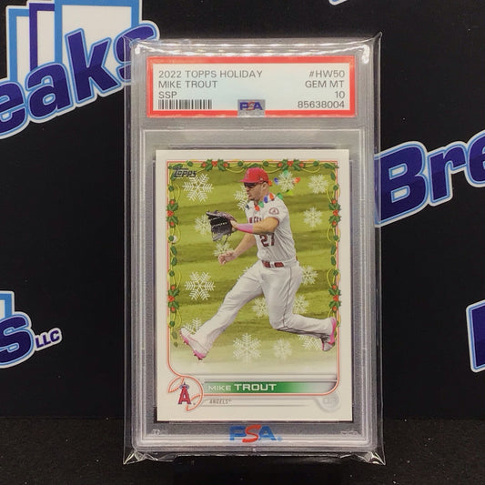 2022 Topps Holiday SSP Mike Trout #HW50 PSA 10 Angels