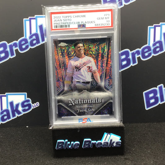 2022 Topps Chrome - Juan Soto - Pinstriped - Club Plaques - Washington Nationals - #P9 - PSA 10