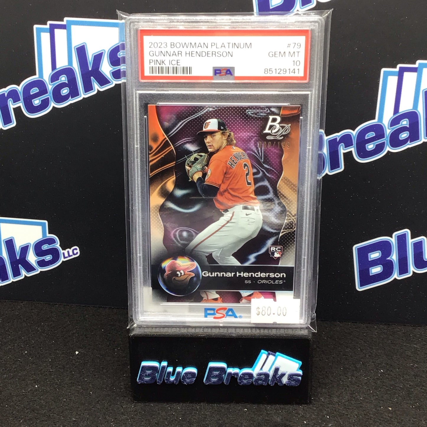 2023 Bowman Platinum Pink Ice Gunnar Henderson 088/199 #79 PSA 10 Orioles