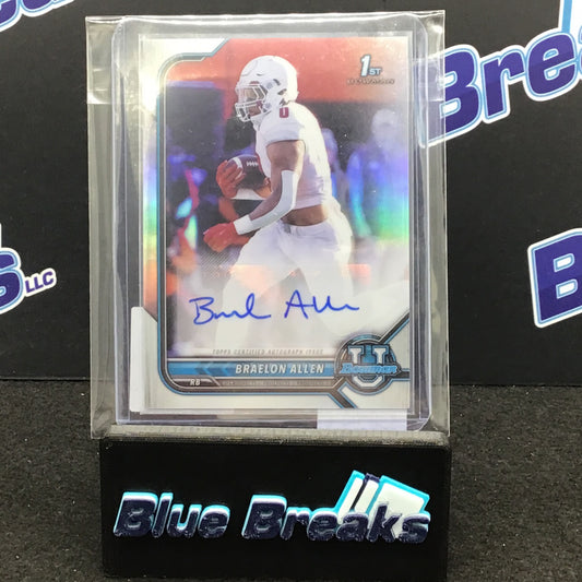 2021-22 Bowman U University Braelon Allen Chrome REFRACTOR AUTO 1st Rookie Card #BCPA-BA Jets