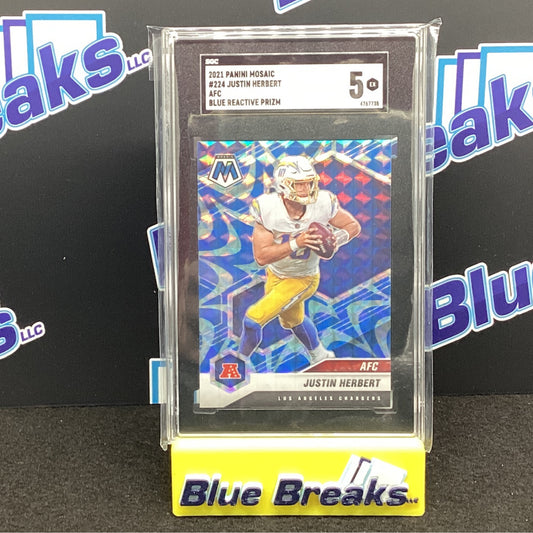 2021 Panini Mosaic - Justin Herbert - Blue Reactive SGC 5