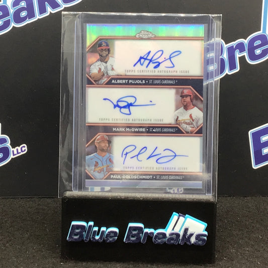 2023 Topps Chrome Updates - Albert Pujols, Mark McGwire, Paul Goldschmidt - 9/10 Triple Auto - St Louis Cardinals