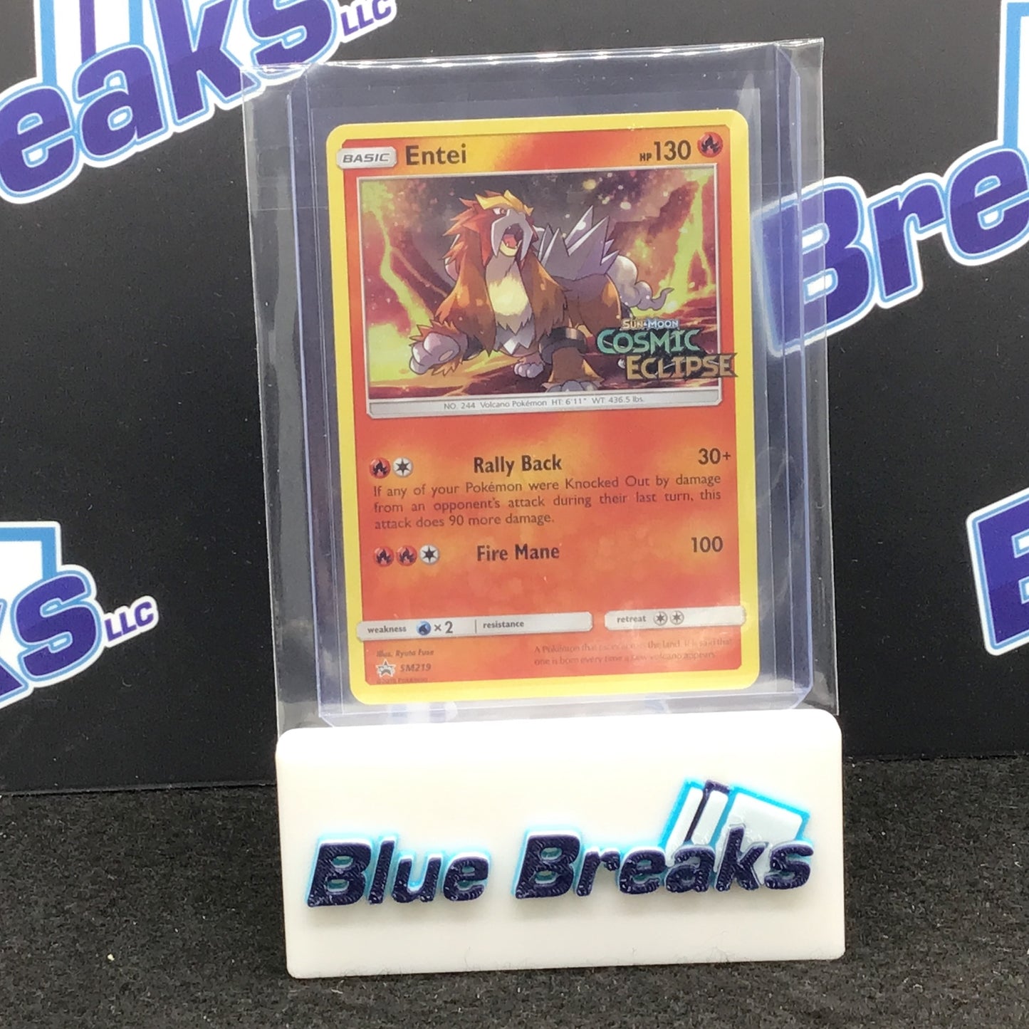 Entei SM219 Black Star Promos S&M Cosmic Eclipse Stamped Holo Pokémon 2019