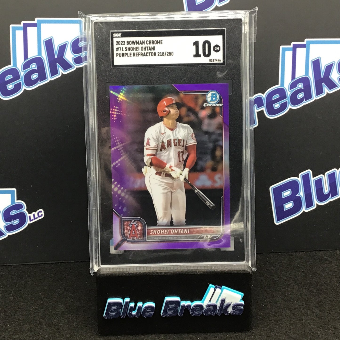 2022 Bowman Chrome Purple Refractor Shohei Ohtani 218/250 #71 SGC 10 Angels