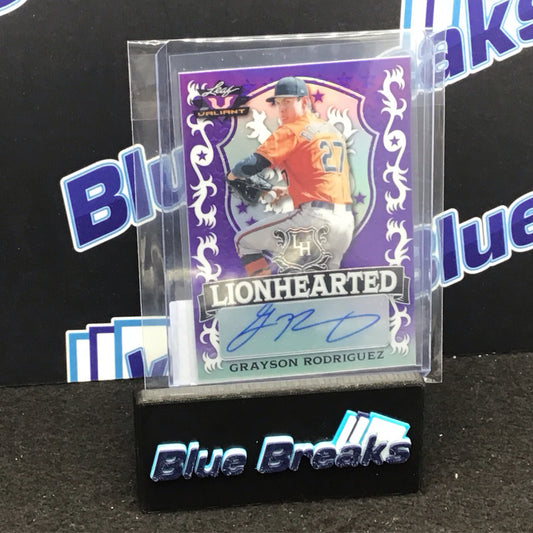 2021 Leaf Valiant purple Lionhearted Grayson Rodriguez auto 3/50 #LH-GR1 Orioles