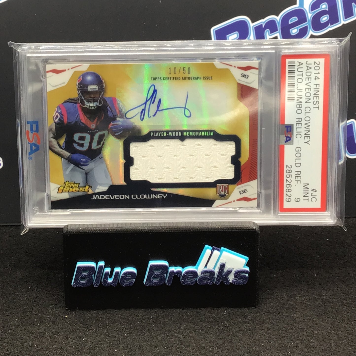 2014 Finest - Jadeveon Clowney - Houston Texans - Jumbo Relic Gold - #JC - PSA 9