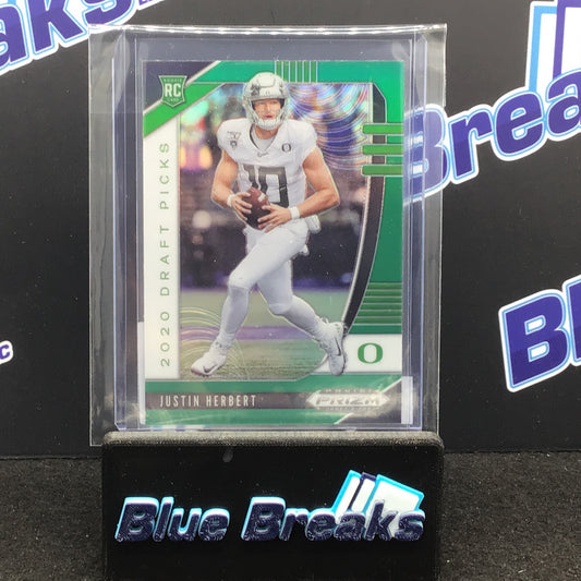 2020 Panini Prizm Draft Picks Green Justin Herbert RC #102 Chargers