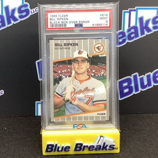 1989 Fleer Black Box Over Error Bill Ripken PSA 9