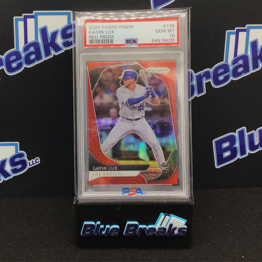 2020 Panini Prizm - Gavin Lux - Red Prizm - Los Angeles Dodgers - 198 - PSA 10