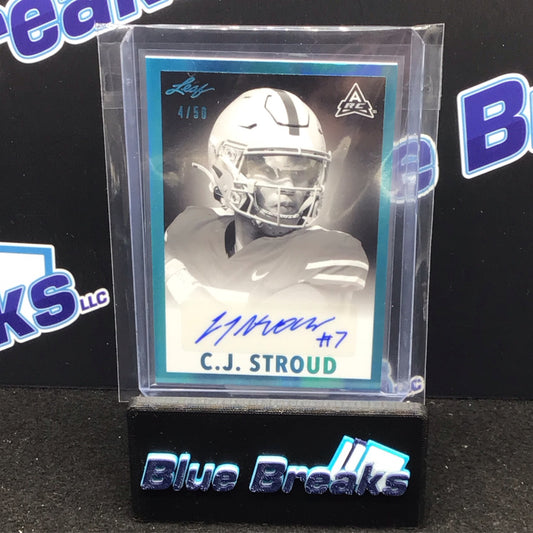 2021 Leaf 1960 Signatures CJ Stroud 4/50 RC #BW-CJS Texans