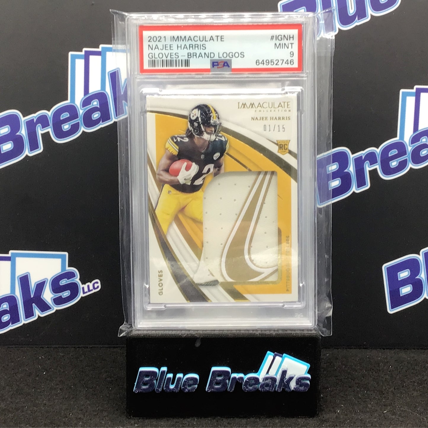 2021 Immaculate - Najee Harris - Gloves - Brand Logos - 01/15 - Pittsburgh Steelers - PSA9