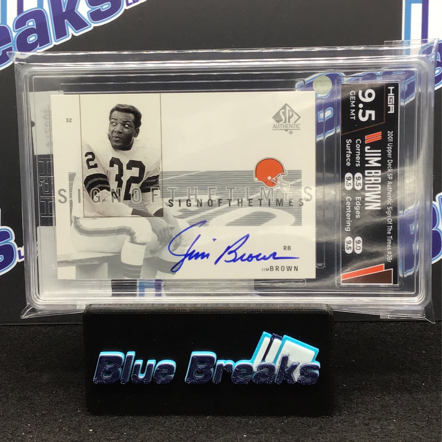 2001 Upper Deck SP Authentic Sign of the Times Jim Brown auto #JBr HGA 9.5 Browns