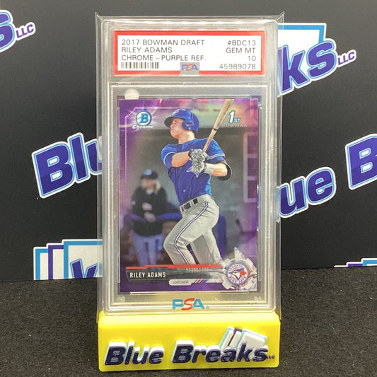 2017 Bowman Draft Riley Adams Chrome Purple Refractor PSA 10