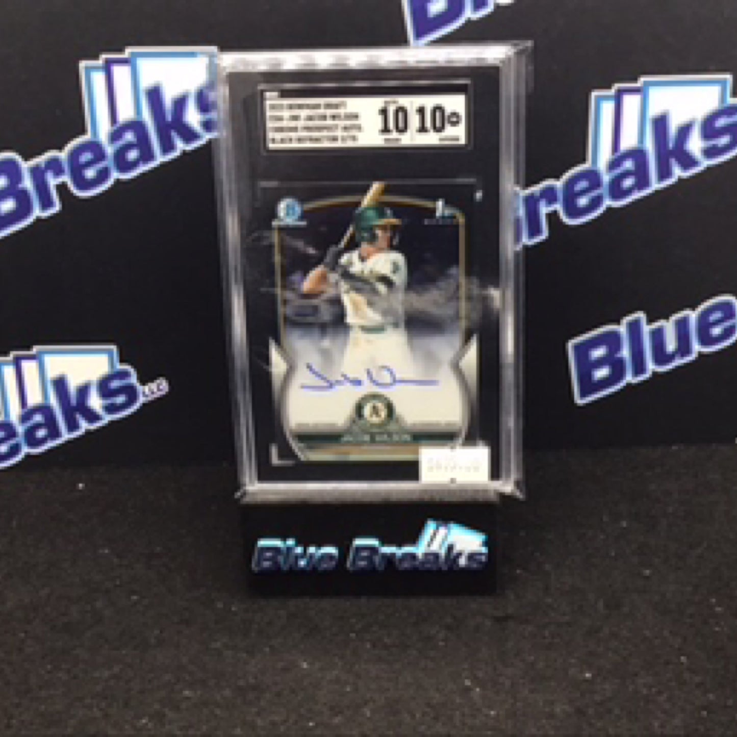 2023 Bowman Draft Chrome 1st Bowman Prospect black refractor Jacob Wilson auto 02/75 CDA-JWI SGC 10 10 Athletics