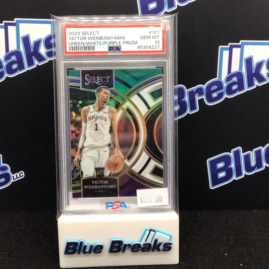 2023 Panini Select Green/White/Purple Prizm Victor Wembanyama #121 PSA 10 Spurs