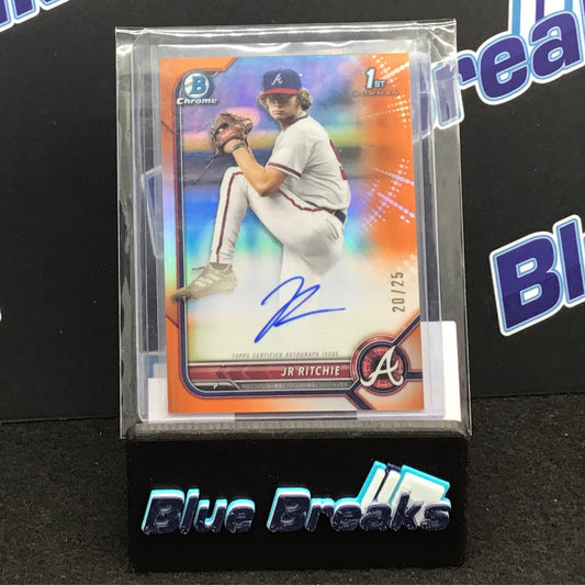 2022 Bowman Chrome 1st Bowman Orange Refractor JR Ritchie auto 20/25 #CDA-JR Braves