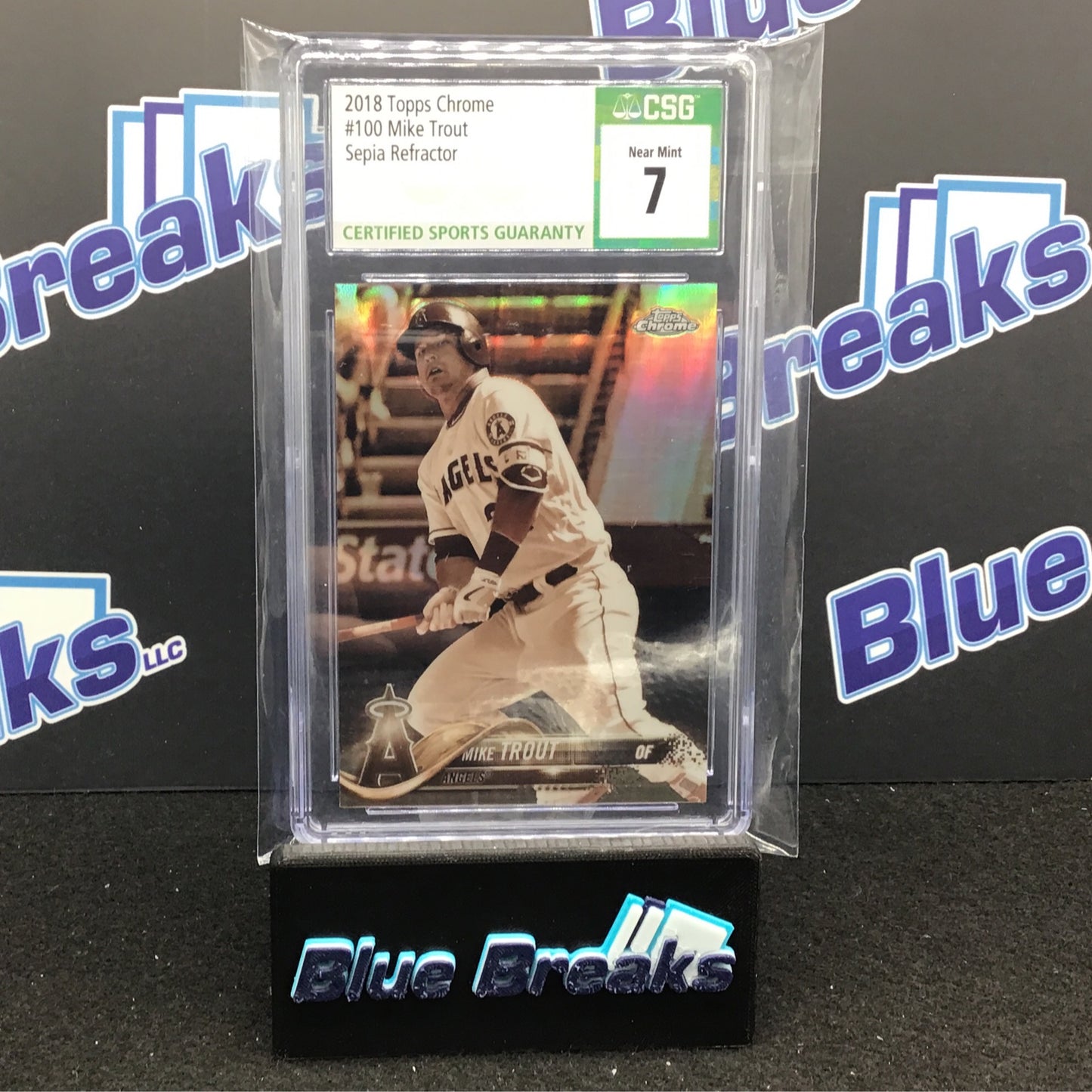 2018 Topps Chrome - Mike Trout - Sepia Refractor - CSG 7 - Los Angeles Angels