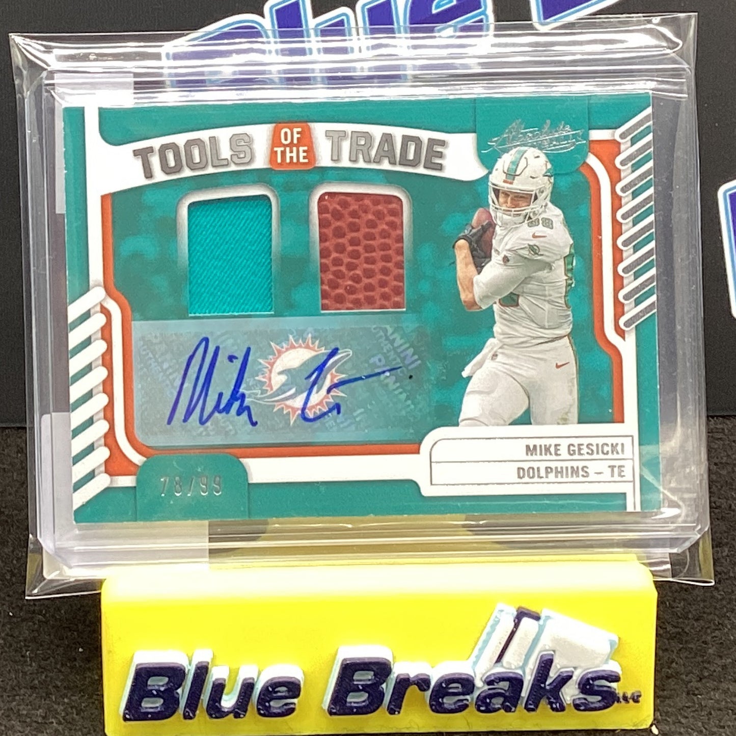 2022 Panini Absolute Tools of the Trade Mike Gesicki dual relic auto 78/99 #TTD-19