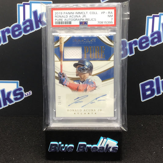 2019 Panini Immaculate - Ronald Acuna Jr - Pure Autograph Relivs - P-RA - PSA 7