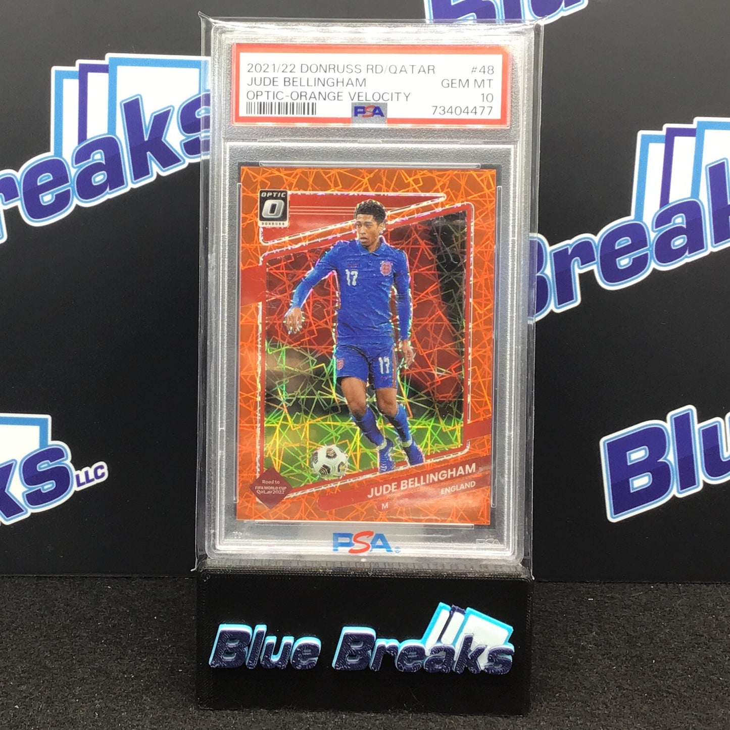 2021-22 Donruss Road to Qatar Optic Orange Velocity Jude Bellingham 18/49 #48 PSA 10 England