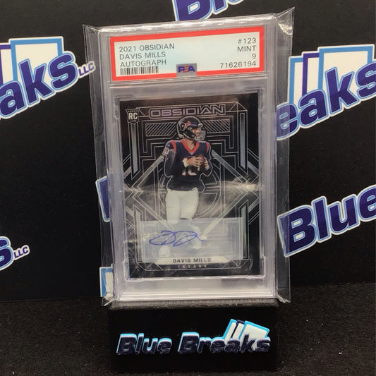 2021 Panini Obsidian Davis Mills auto 142/199 RC #123 PSA 9 Texans