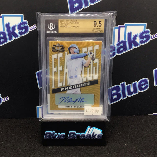 2021 Leaf Valiat Yellow Fearless Phenoms Matt McLain auto 1/10 #FP-MM2 BGS 9.5 Reds
