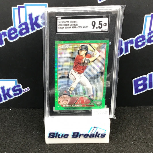 2023 Topps Chrome Green Sonar Refractor Corbin Carroll 47/99 #95 SGC 9.5 Diamondbacks
