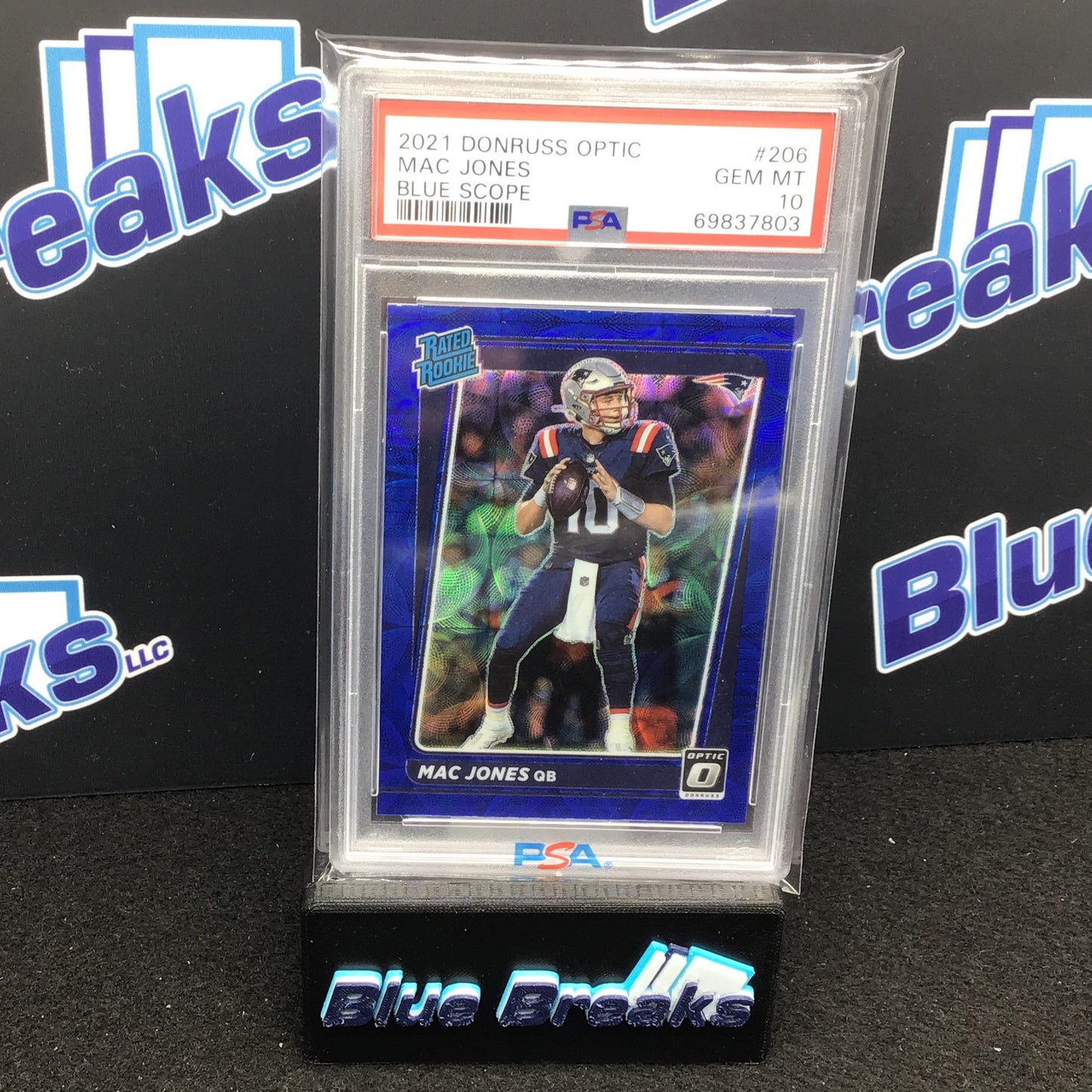 2021 Donruss Optic - Mac Jones - Blue Scope - 206 - PSA 10 - New England Patriots