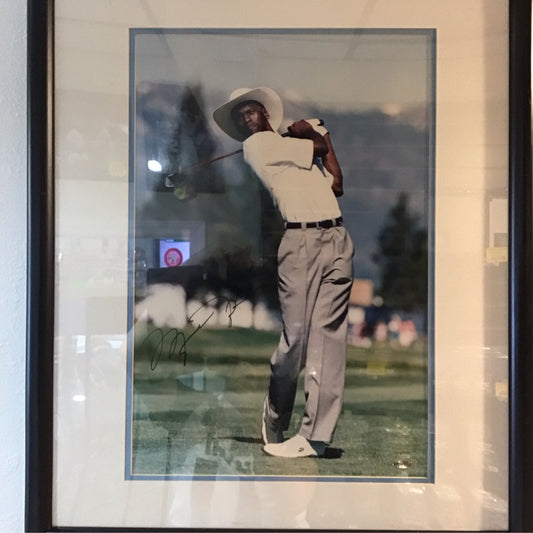 Michael Jordan Golfing photo & Auto - Framed - Upper Deck Cert