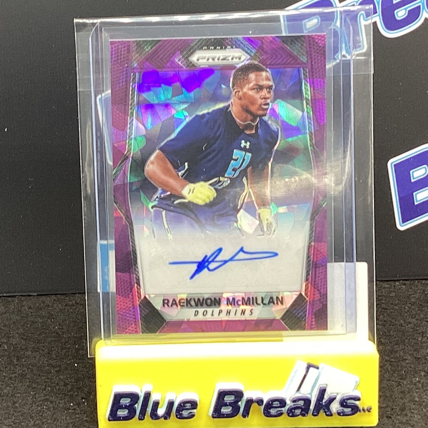 2017 Panini Prizm Purple Cracked Ice Raekwon McMillan auto 14/75 RA-RM