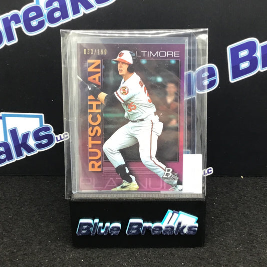 2020 Bowman Platinum Purple Adley Rutschman 033/199 #TOP-15 Baltimore