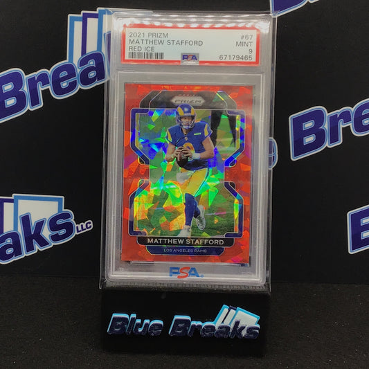 2021 Prizm - Matthew Stafford - Red Ice - Los Angeles Rams - #67 - PSA 9