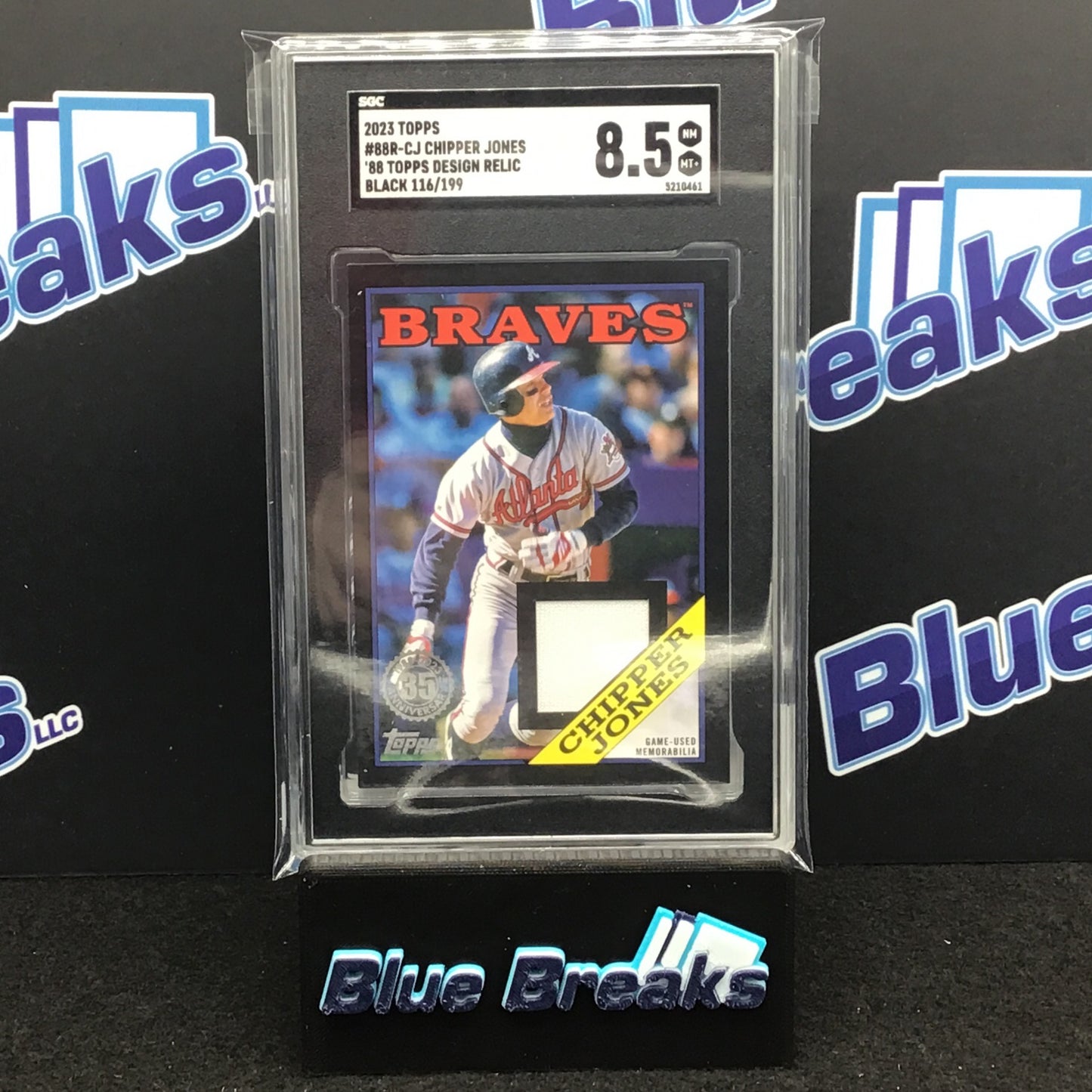 2023 Topps Series 1 Black '88 Topps Design Chipper Jones relic 116/199 #88R-CJ SGC 8.5 Braves