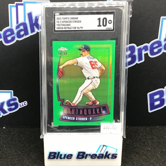 2023 Topps Chrome Green Refractor Youthquake Spencer Strider 96/99 #YQ-5 SGC 10 Braves
