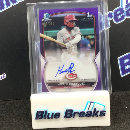 2023 Topps - Bowman Chrome - Hector Rodriguez - 1st - 64/250 - Purple - Auto - Cincinnati Reds
